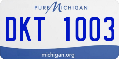 MI license plate DKT1003