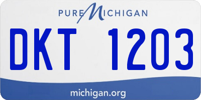 MI license plate DKT1203