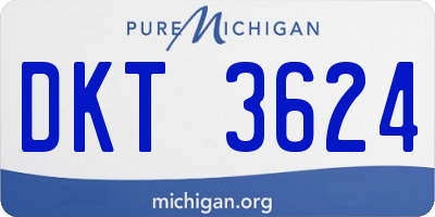 MI license plate DKT3624