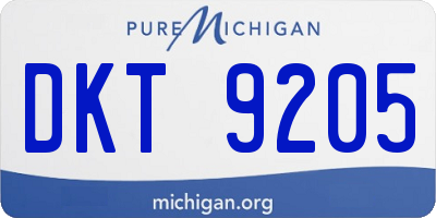 MI license plate DKT9205