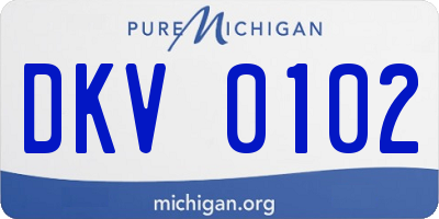 MI license plate DKV0102