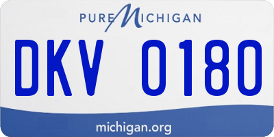 MI license plate DKV0180