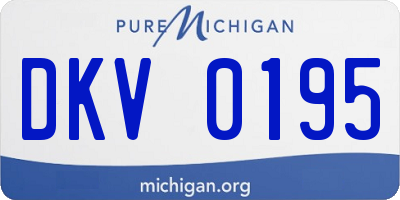 MI license plate DKV0195