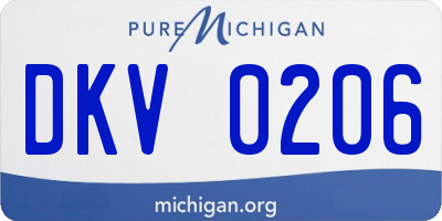 MI license plate DKV0206