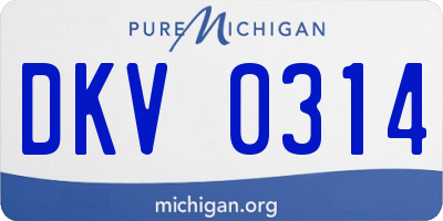 MI license plate DKV0314