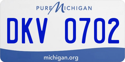 MI license plate DKV0702