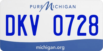 MI license plate DKV0728