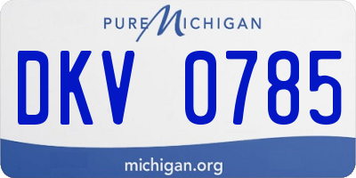 MI license plate DKV0785