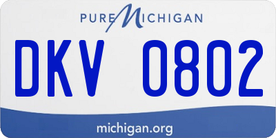 MI license plate DKV0802
