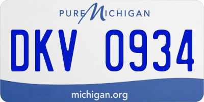 MI license plate DKV0934