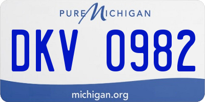 MI license plate DKV0982