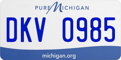 MI license plate DKV0985