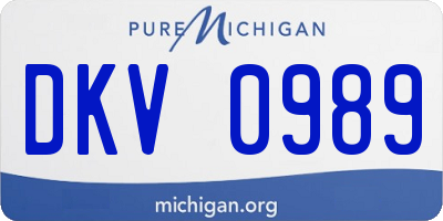 MI license plate DKV0989