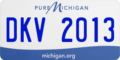 MI license plate DKV2013