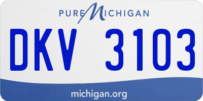 MI license plate DKV3103