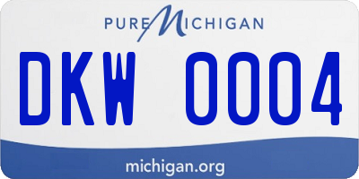 MI license plate DKW0004