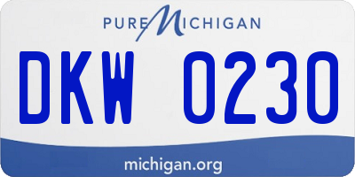 MI license plate DKW0230