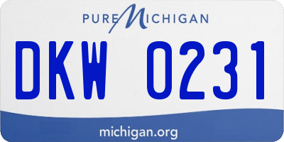 MI license plate DKW0231