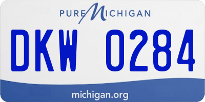 MI license plate DKW0284