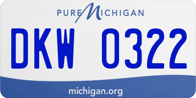 MI license plate DKW0322