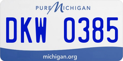 MI license plate DKW0385