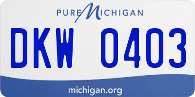 MI license plate DKW0403