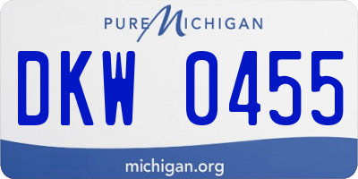 MI license plate DKW0455