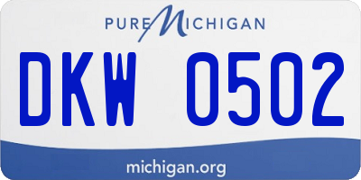 MI license plate DKW0502