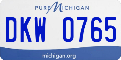MI license plate DKW0765