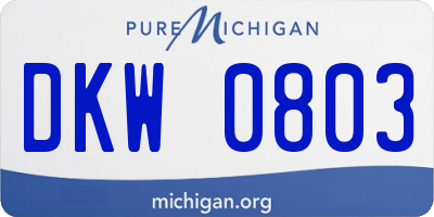 MI license plate DKW0803