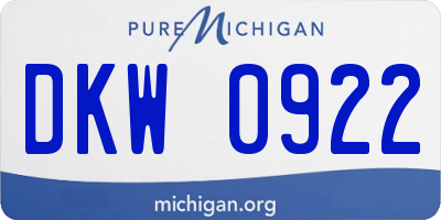 MI license plate DKW0922
