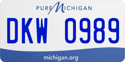 MI license plate DKW0989