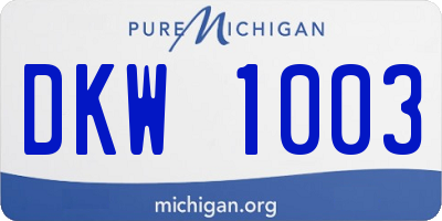 MI license plate DKW1003