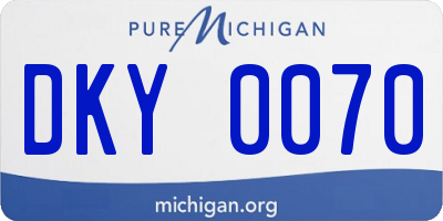 MI license plate DKY0070