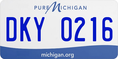 MI license plate DKY0216