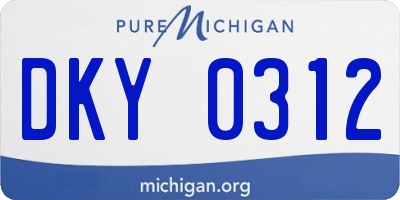 MI license plate DKY0312