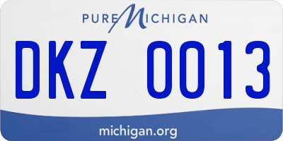 MI license plate DKZ0013