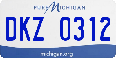 MI license plate DKZ0312