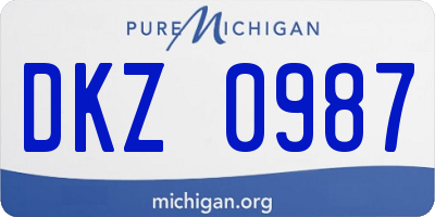 MI license plate DKZ0987