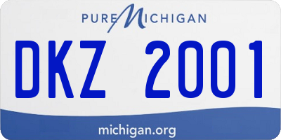 MI license plate DKZ2001