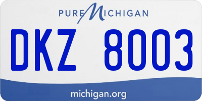 MI license plate DKZ8003