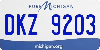 MI license plate DKZ9203