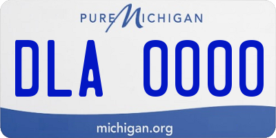 MI license plate DLA0000