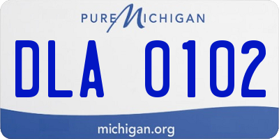 MI license plate DLA0102