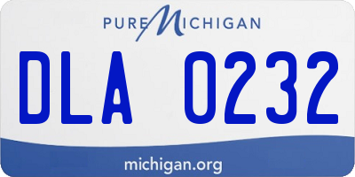 MI license plate DLA0232