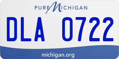 MI license plate DLA0722