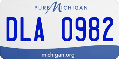 MI license plate DLA0982