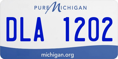 MI license plate DLA1202