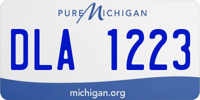 MI license plate DLA1223