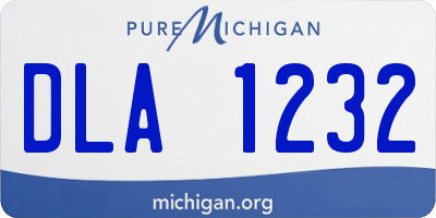 MI license plate DLA1232